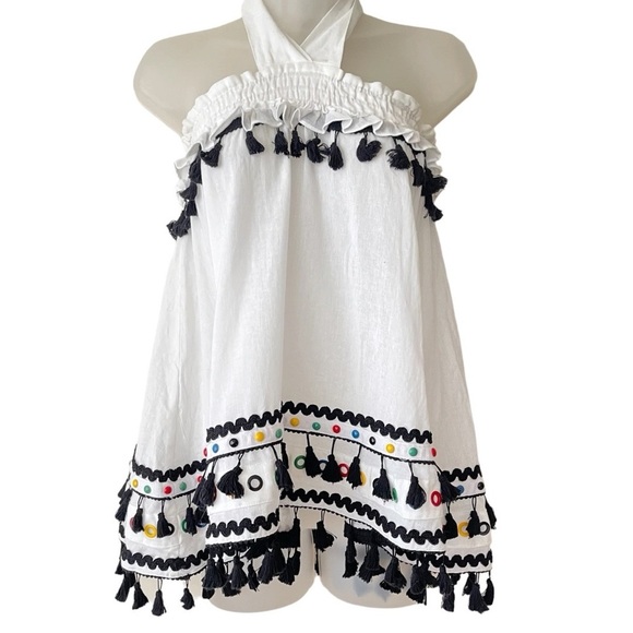 DODO BAR OR tassel halter top blouse Medium - Picture 1 of 10